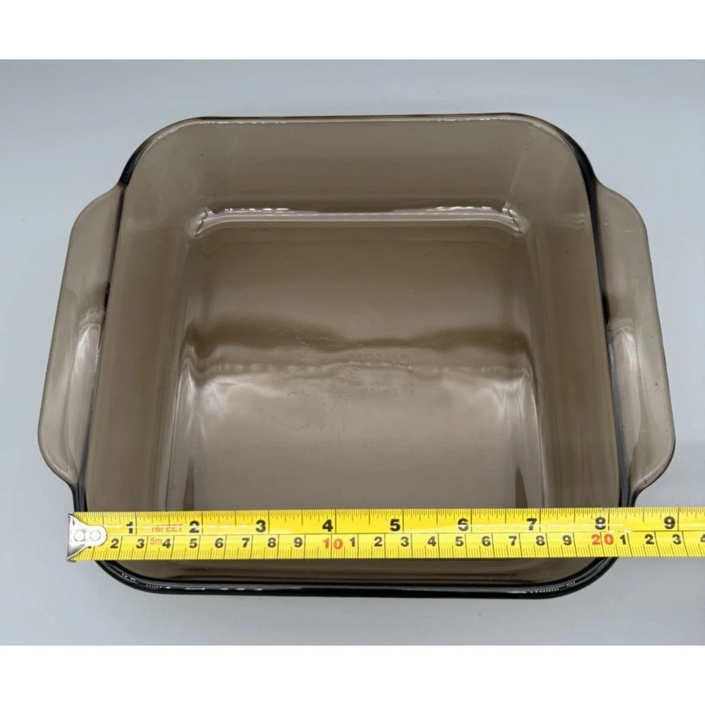 Pyrex 222-R Brown 2QT 2L Clear Glass Square Baking Dish Oven and Microwave Safe